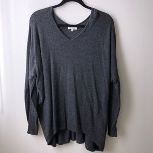 DARK GREY OVERSIZED V-NECK SWEATER